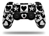 WraptorSkinz Skin compatible with Sony PS4 Dualshock Controller PlayStation 4 Original Slim and Pro Hearts And Stars Black and White (CONTROLLER NOT INCLUDED)