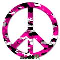 WraptorCamo Digital Camo Hot Pink - Peace Sign Car Window Decal 6 x 6 inches