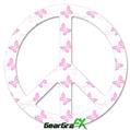 Pastel Butterflies Pink on White - Peace Sign Car Window Decal 6 x 6 inches