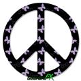 Pastel Butterflies Purple on Black - Peace Sign Car Window Decal 6 x 6 inches
