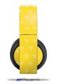 Vinyl Decal Skin Wrap compatible with Original Sony PlayStation 4 Gold Wireless Headphones Hearts Yellow On White (PS4 HEADPHONES  NOT INCLUDED)