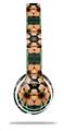 Skin Decal Wrap compatible with Beats Solo 2 WIRED Headphones Floral Pattern Orange (HEADPHONES NOT INCLUDED)