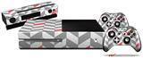 Chevrons Gray And Coral - Holiday Bundle Decal Style Skin fits XBOX One Console Original, Kinect and 2 Controllers (XBOX SYSTEM NOT INCLUDED)