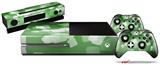 Bokeh Squared Green - Holiday Bundle Decal Style Skin fits XBOX One Console Original, Kinect and 2 Controllers (XBOX SYSTEM NOT INCLUDED)