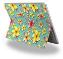 Beach Flowers Seafoam Green - Decal Style Vinyl Skin fits Microsoft Surface Pro 4 (SURFACE NOT INCLUDED)