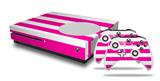WraptorSkinz Decal Skin Wrap Set works with 2016 and newer XBOX One S Console and 2 Controllers Psycho Stripes Hot Pink and White