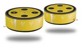 Skin Wrap Decal Set 2 Pack for Amazon Echo Dot 2 - Hearts Yellow On White (2nd Generation ONLY - Echo NOT INCLUDED)