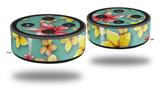 Skin Wrap Decal Set 2 Pack for Amazon Echo Dot 2 - Beach Flowers Seafoam Green (2nd Generation ONLY - Echo NOT INCLUDED)