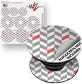 Decal Style Vinyl Skin Wrap 3 Pack for PopSockets Chevrons Gray And Coral (POPSOCKET NOT INCLUDED)