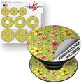 Decal Style Vinyl Skin Wrap 3 Pack for PopSockets Beach Flowers Sage Green (POPSOCKET NOT INCLUDED)