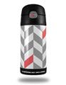 Skin Decal Wrap for Thermos Funtainer 12oz Bottle Chevrons Gray And Coral (BOTTLE NOT INCLUDED) by WraptorSkinz