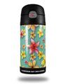 Skin Decal Wrap for Thermos Funtainer 12oz Bottle Beach Flowers Seafoam Green (BOTTLE NOT INCLUDED) by WraptorSkinz