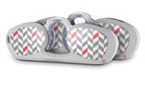 Decal Style Vinyl Skin Wrap 2 Pack for Nooz Glasses Rectangle Case Chevrons Gray And Coral (NOOZ NOT INCLUDED) by WraptorSkinz