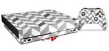 Skin Wrap for XBOX One X Console and Controller Chevrons Gray And Charcoal