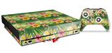 Skin Wrap for XBOX One X Console and Controller Beach Flowers 02 Sage Green