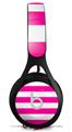 WraptorSkinz Skin Decal Wrap compatible with Beats EP Headphones Psycho Stripes Hot Pink and White Skin Only HEADPHONES NOT INCLUDED