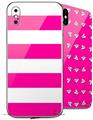 2 Decal style Skin Wraps set for Apple iPhone X and XS Psycho Stripes Hot Pink and White