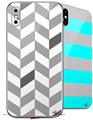2 Decal style Skin Wraps set for Apple iPhone X and XS Chevrons Gray And Charcoal
