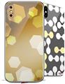 2 Decal style Skin Wraps set for Apple iPhone X and XS Bokeh Hex Yellow