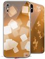 2 Decal style Skin Wraps set for Apple iPhone X and XS Bokeh Squared Orange