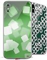 2 Decal style Skin Wraps set for Apple iPhone X and XS Bokeh Squared Green