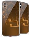 2 Decal style Skin Wraps set for Apple iPhone X and XS Bokeh Music Orange