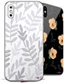 2 Decal style Skin Wraps set for Apple iPhone X and XS Watercolor Leaves Purple