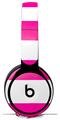 WraptorSkinz Skin Skin Decal Wrap works with Beats Solo Pro (Original) Headphones Psycho Stripes Hot Pink and White Skin Only BEATS NOT INCLUDED