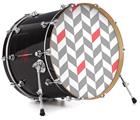 Vinyl Decal Skin Wrap for 20" Bass Kick Drum Head Chevrons Gray And Coral - DRUM HEAD NOT INCLUDED