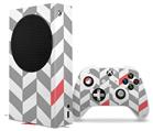 WraptorSkinz Skin Wrap compatible with the 2020 XBOX Series S Console and Controller Chevrons Gray And Coral (XBOX NOT INCLUDED)