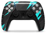 WraptorSkinz Skin Wrap compatible with the Sony PS5 DualSense Controller Jagged Camo Neon Teal (CONTROLLER NOT INCLUDED)