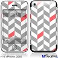 iPhone 3GS Skin - Chevrons Gray And Coral