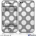 iPhone 4 Decal Style Vinyl Skin - Kearas Polka Dots Whtie On Gray (DOES NOT fit newer iPhone 4S)