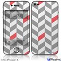 iPhone 4 Decal Style Vinyl Skin - Chevrons Gray And Coral (DOES NOT fit newer iPhone 4S)