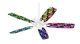 Skull Checker Rainbow - Ceiling Fan Skin Kit fits most 42 inch fans (FAN and BLADES SOLD SEPARATELY)