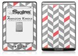 Chevrons Gray And Coral - Decal Style Skin (fits 4th Gen Kindle with 6inch display and no keyboard)