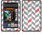 Amazon Kindle Fire (Original) Decal Style Skin - Chevrons Gray And Coral