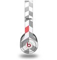WraptorSkinz Skin Decal Wrap compatible with Beats Solo HD (Original) Chevrons Gray And Coral (HEADPHONES NOT INCLUDED)