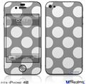 iPhone 4S Decal Style Vinyl Skin - Kearas Polka Dots Whtie On Gray