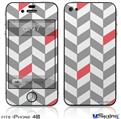 iPhone 4S Decal Style Vinyl Skin - Chevrons Gray And Coral