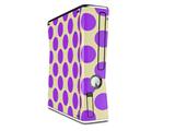 Kearas Polka Dots Purple On Cream Decal Style Skin for XBOX 360 Slim Vertical