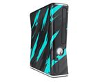 Jagged Camo Neon Teal Decal Style Skin for XBOX 360 Slim Vertical