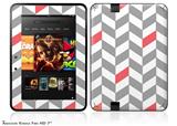 Chevrons Gray And Coral Decal Style Skin fits 2012 Amazon Kindle Fire HD 7 inch