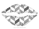 Chevrons Gray And Charcoal - Kissing Lips Fabric Wall Skin Decal measures 24x15 inches