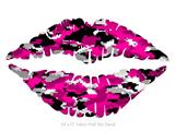 WraptorCamo Digital Camo Hot Pink - Kissing Lips Fabric Wall Skin Decal measures 24x15 inches