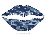 WraptorCamo Digital Camo Navy - Kissing Lips Fabric Wall Skin Decal measures 24x15 inches