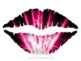 Lightning Pink - Kissing Lips Fabric Wall Skin Decal measures 24x15 inches
