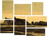 Vincent Van Gogh Cottages - 7 Piece Fabric Peel and Stick Wall Skin Art (50x38 inches)