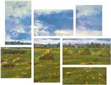 Vincent Van Gogh Stacks - 7 Piece Fabric Peel and Stick Wall Skin Art (50x38 inches)